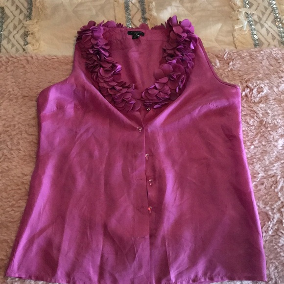 XSP Ann Taylor silk fuchsia blouse sleeveless - Picture 2 of 8